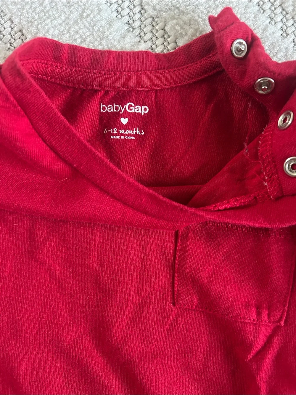 GAP Red Layered-Look Long Sleeve Tee with Striped Sleeves